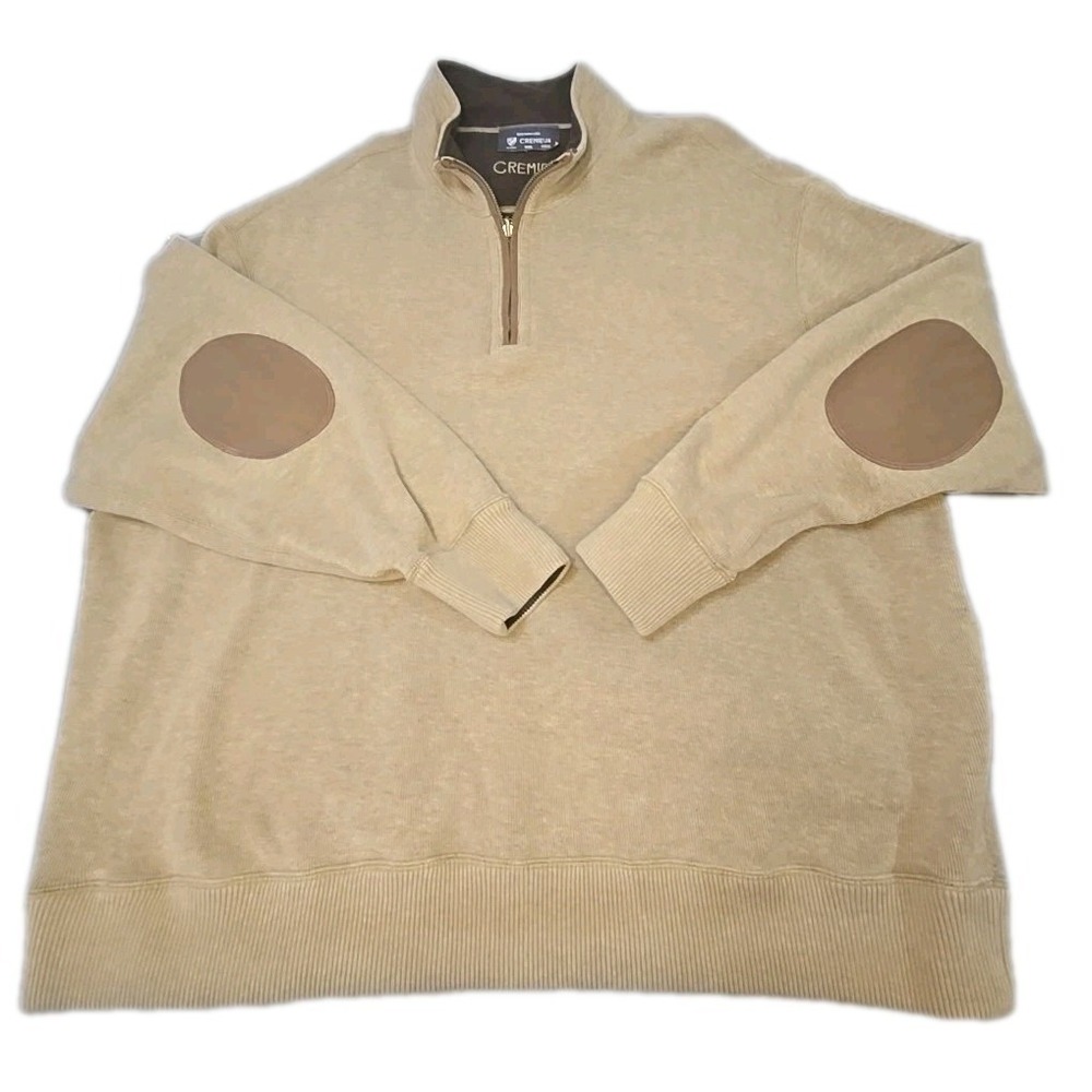 Daniel Cremieux Pullover Mens XXL Reversible Elbow Patches Tan Brown Sweater 2X